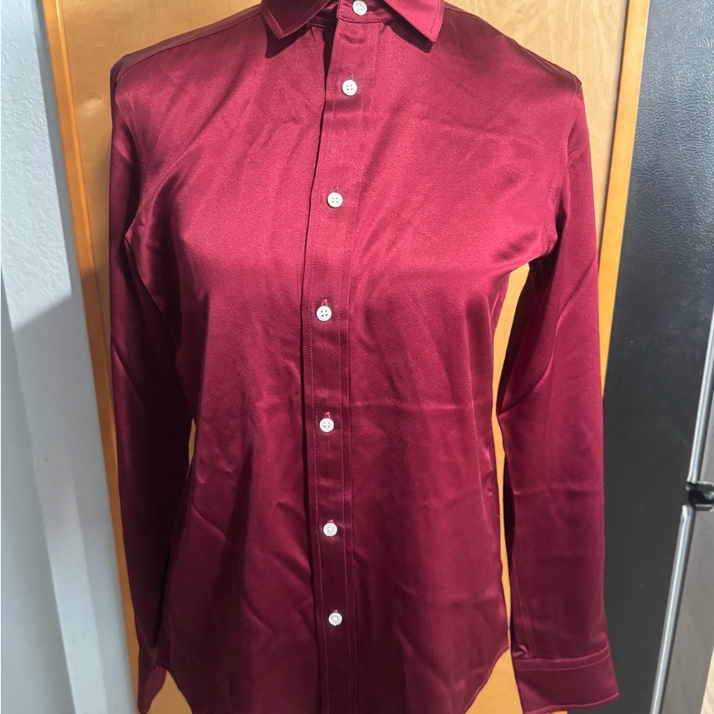 Woman’s  Burgundy silk Dress Shirt